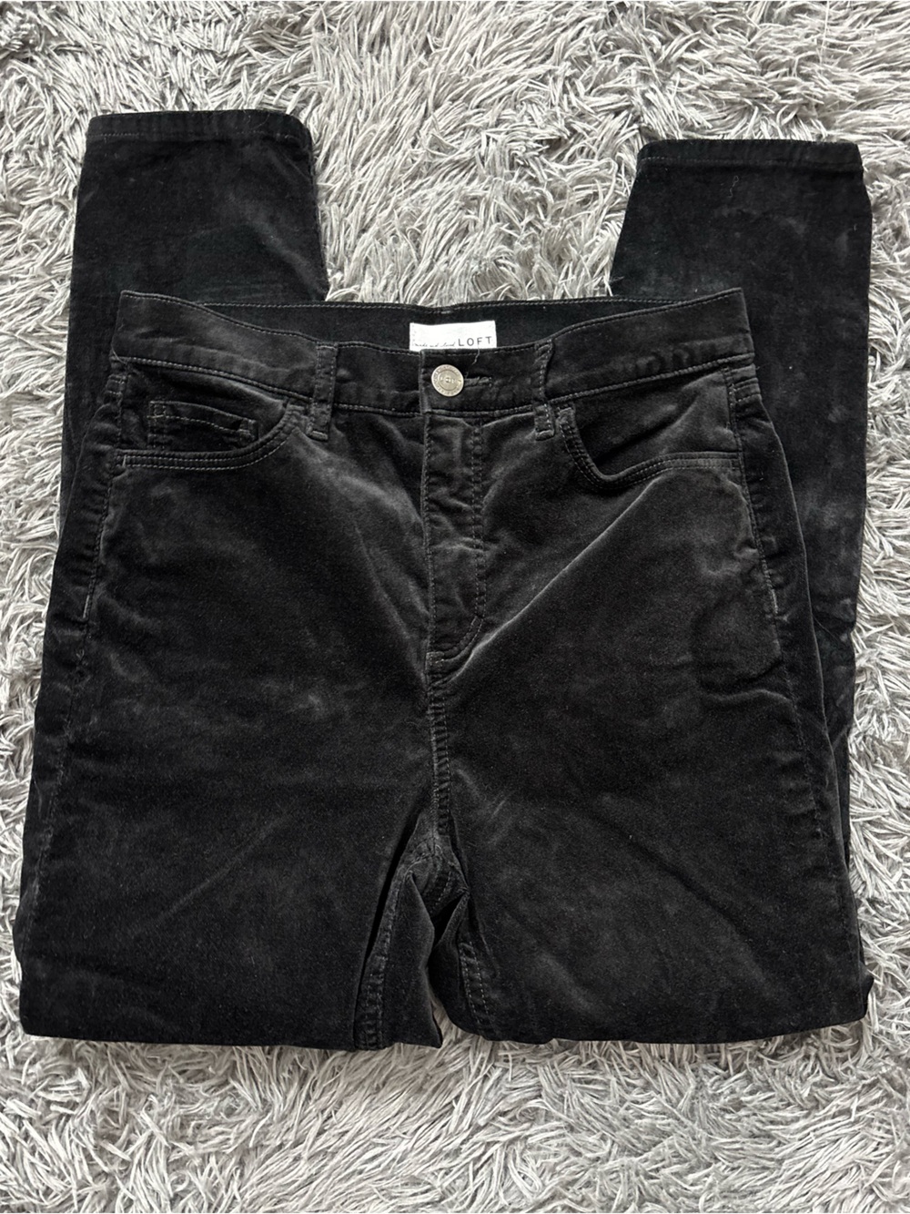 LOFT Black Velvet Suede High Rise Pants Woman Size 8/28